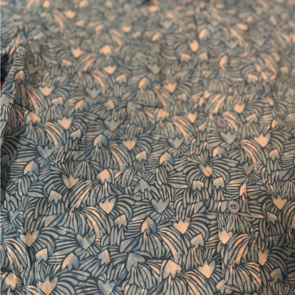 Patagonia Blue Leaf Pattern Button Up Organic Cot… - image 2